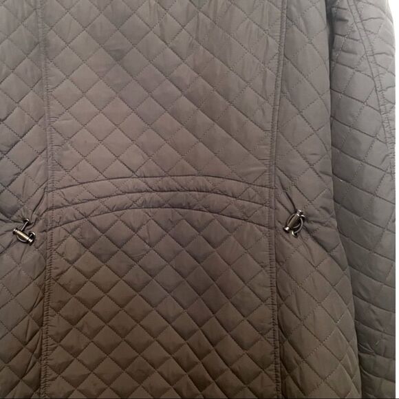 STEVE Madden Quilted Coat Gray Leopard Lining Zip Knee Length Womens M - Picture 6 of 9